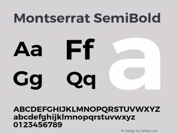 Montserrat-SemiBold Version 3.100;PS 003.100;hotconv 1.0.88;makeotf.lib2.5.64775图片样张