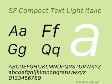 SF Compact Text Light Italic Version 13.0d1e66图片样张