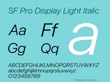 SF Pro Display Light Italic Version 14.0d2e0图片样张