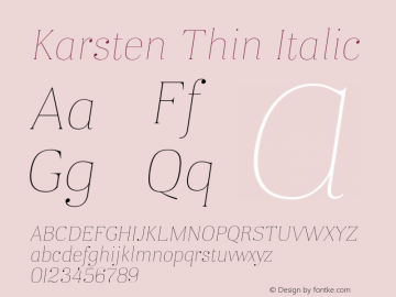 Karsten-ThinItalic Version 1.000图片样张