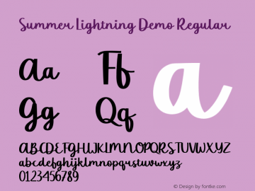 Summer Lightning Demo Version 1.00;June 29, 2021;FontCreator 12.0.0.2565 64-bit图片样张