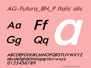 AG-Futura_BN_P BoldItalic 1.0 Tue Feb 13 15:59:24 1996图片样张