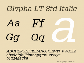 Glypha LT Std Italic OTF 1.029;PS 001.004;Core 1.0.33;makeotf.lib1.4.1585图片样张