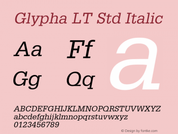 Glypha LT Std Italic OTF 1.029;PS 001.004;Core 1.0.33;makeotf.lib1.4.1585图片样张