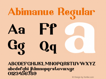 Abimanue Version 1.00;August 16, 2021;FontCreator 13.0.0.2683 64-bit图片样张
