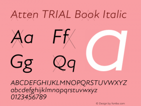 Atten TRIAL Book Italic Version 1.100;hotconv 1.0.109;makeotfexe 2.5.65596图片样张