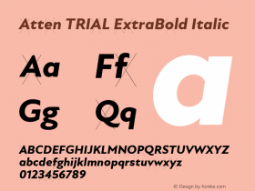 Atten TRIAL ExtraBold Italic Version 1.100图片样张