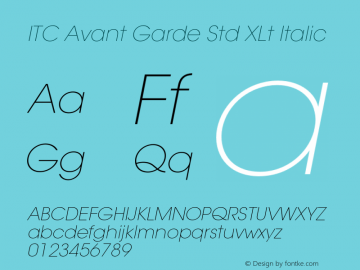 ITC Avant Garde Std XLt Italic OTF 1.018;PS 001.001;Core 1.0.31;makeotf.lib1.4.1585图片样张