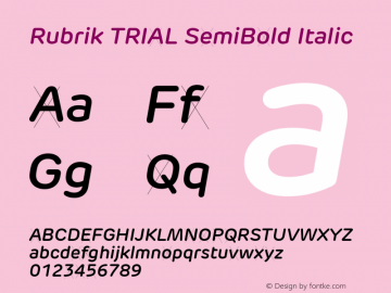 Rubrik TRIAL SemiBold Italic Version 2.000图片样张