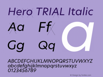 Hero TRIAL Regular Italic Version 2.001图片样张