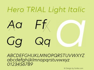 Hero TRIAL Light Italic Version 2.001图片样张