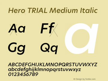 Hero TRIAL Medium Italic Version 2.001图片样张