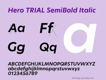 Hero TRIAL SemiBold Italic Version 2.001图片样张