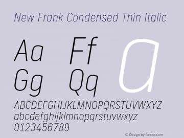 New Frank Condensed Thin Italic Version 2.101图片样张