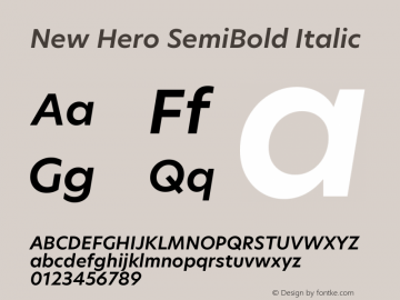 New Hero SemiBold Italic Version 2.002图片样张