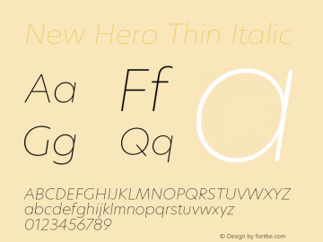 New Hero Thin Italic Version 2.002图片样张