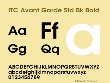 ITC Avant Garde Std Bk Bold Version 2.031;PS 002.000;hotconv 1.0.50;makeotf.lib2.0.16970 Font Sample