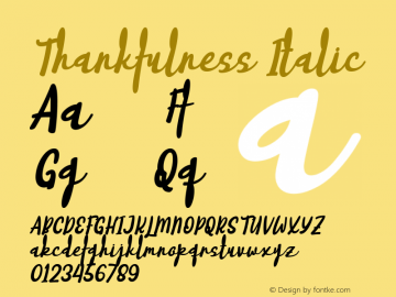 Thankfulness Italic Version 1.00;May 24, 2019图片样张