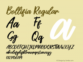 Bollifia Version 1.00;August 2, 2021;FontCreator 11.5.0.2422 64-bit图片样张