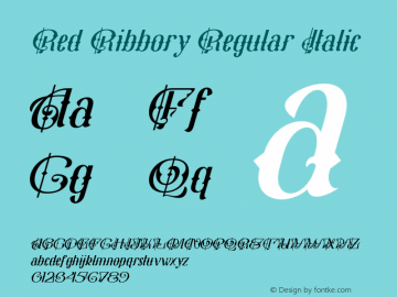 Red Ribbory Regular Italic Version 1.00;August 8, 2021;FontCreator 13.0.0.2683 64-bit图片样张