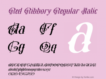 Red Ribbory Regular Italic Version 1.00;August 8, 2021;FontCreator 13.0.0.2683 64-bit图片样张