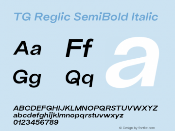 TG Reglic SemiBold Italic Version 2.000;FEAKit 1.0图片样张