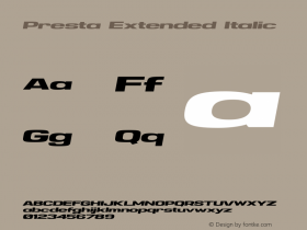 Presta Extended Italic Version 1.002;Fontself Maker 3.5.4图片样张