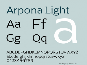 Arpona Light Version 2.000;hotconv 1.0.109;makeotfexe 2.5.65596图片样张
