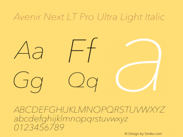 Avenir Next LT Pro Ultra Light Italic Version 3.00图片样张