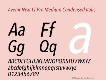 Avenir Next LT Pro Medium Condensed Italic Version 3.00图片样张