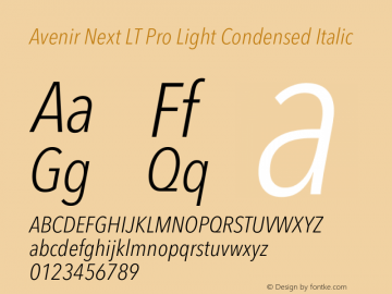 Avenir Next LT Pro Light Condensed Italic Version 3.00图片样张