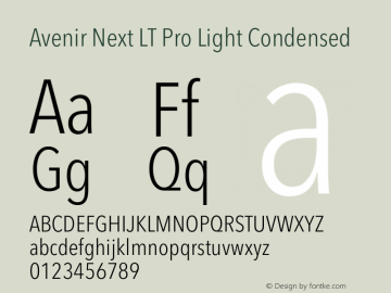 Avenir Next LT Pro Light Condensed Version 3.00图片样张