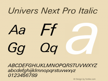 Univers Next Pro Italic Version 1.00图片样张