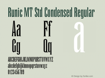 Runic MT Std Condensed Regular Version 1.047;PS 001.000;Core 1.0.38;makeotf.lib1.6.5960图片样张