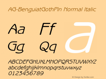 AG-BenguiatGothPln Normal Italic 1.0 Wed Sep 14 08:35:02 1994图片样张