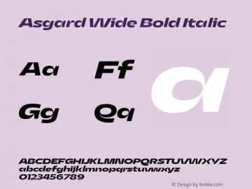 Asgard Wide Bold Italic Version 2.003;FEAKit 1.0图片样张