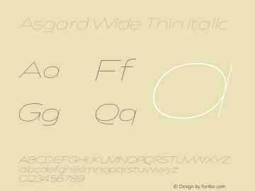 Asgard Wide Thin Italic Version 2.003;FEAKit 1.0图片样张