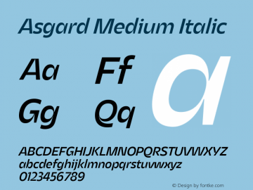 Asgard Medium Italic Version 2.003;FEAKit 1.0图片样张