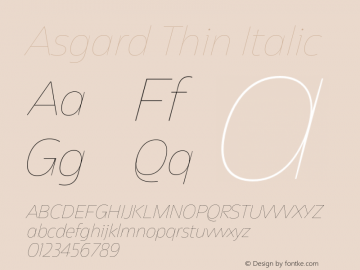 Asgard Thin Italic Version 2.003;FEAKit 1.0图片样张