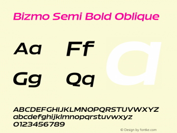 Bizmo Semi Bold Oblique Version 1.000图片样张