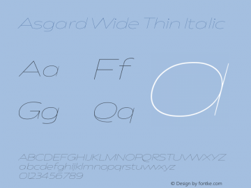 Asgard Wide Thin Italic Version 2.003图片样张