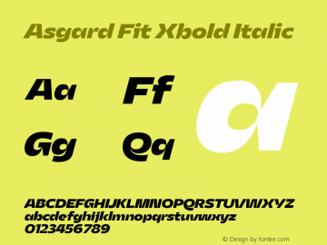 Asgard Fit Xbold Italic Version 2.003图片样张