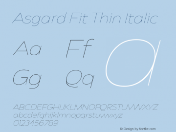 Asgard Fit Thin Italic Version 2.003图片样张
