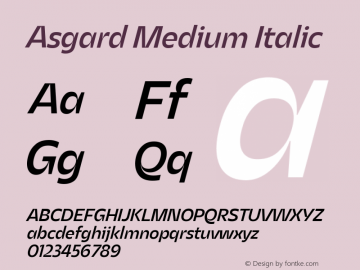 Asgard Medium Italic Version 2.003图片样张