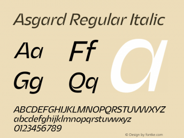 Asgard Regular Italic Version 2.003图片样张