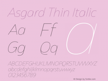 Asgard Thin Italic Version 2.003图片样张