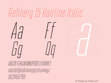 Refinery 15 Hairline Italic Version 1.000;hotconv 1.0.109;makeotfexe 2.5.65596图片样张