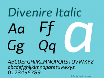 Divenire Italic Version 5.008;PS 5.2;hotconv 1.0.86;makeotf.lib2.5.63406图片样张