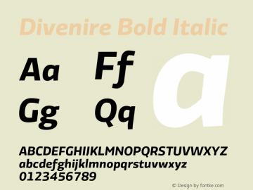 Divenire Bold Italic Version 5.008;PS 5.2;hotconv 1.0.86;makeotf.lib2.5.63406图片样张