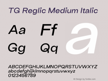 TG Reglic Medium Italic Version 2.000图片样张